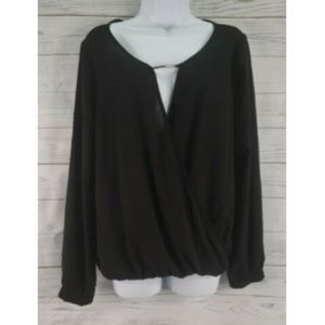 Cover Stitched Crossover Keyhole Blouse Sz Large